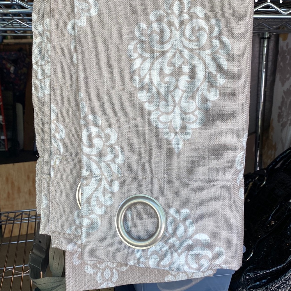 Curtain Panels / 2 - Tan & cream color.         Sz 36” X 84” L